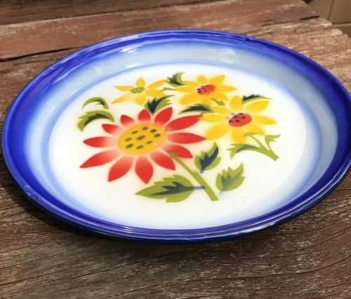 Vintage Thai Traditional Flower Patterned Enamel Serving Tray Decor Medium 10 in - Picture 36 of 76