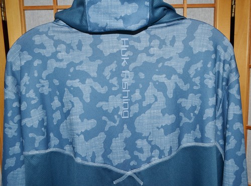 NEW HUK Icon X Camo Hoodie Fishing Shirt Blue Hooded Long Sleeve Men's Sz. XL - Picture 6 of 7