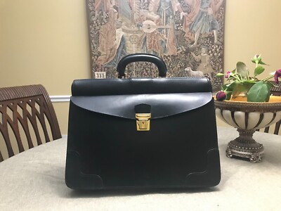 DOLPHIN  ''Double Sided'' Thick  Leather Briefcase / Lawyer - Doctor Bag - ENGLAND