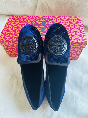 NIB Tory Burch Quilted Billy Slipper Velvet Leather Flats Size 5