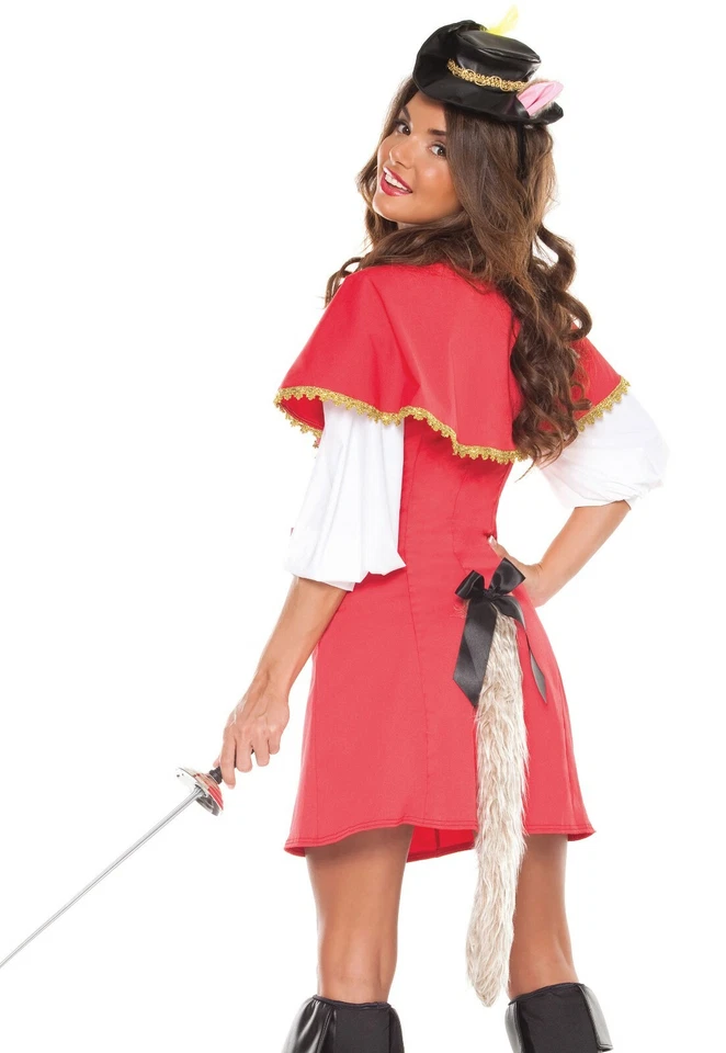 Sexy Adulto Mujer Halloween Gato con Botas Mosquetero Disfraz con Espada Talla S/M Foto 3 de 4