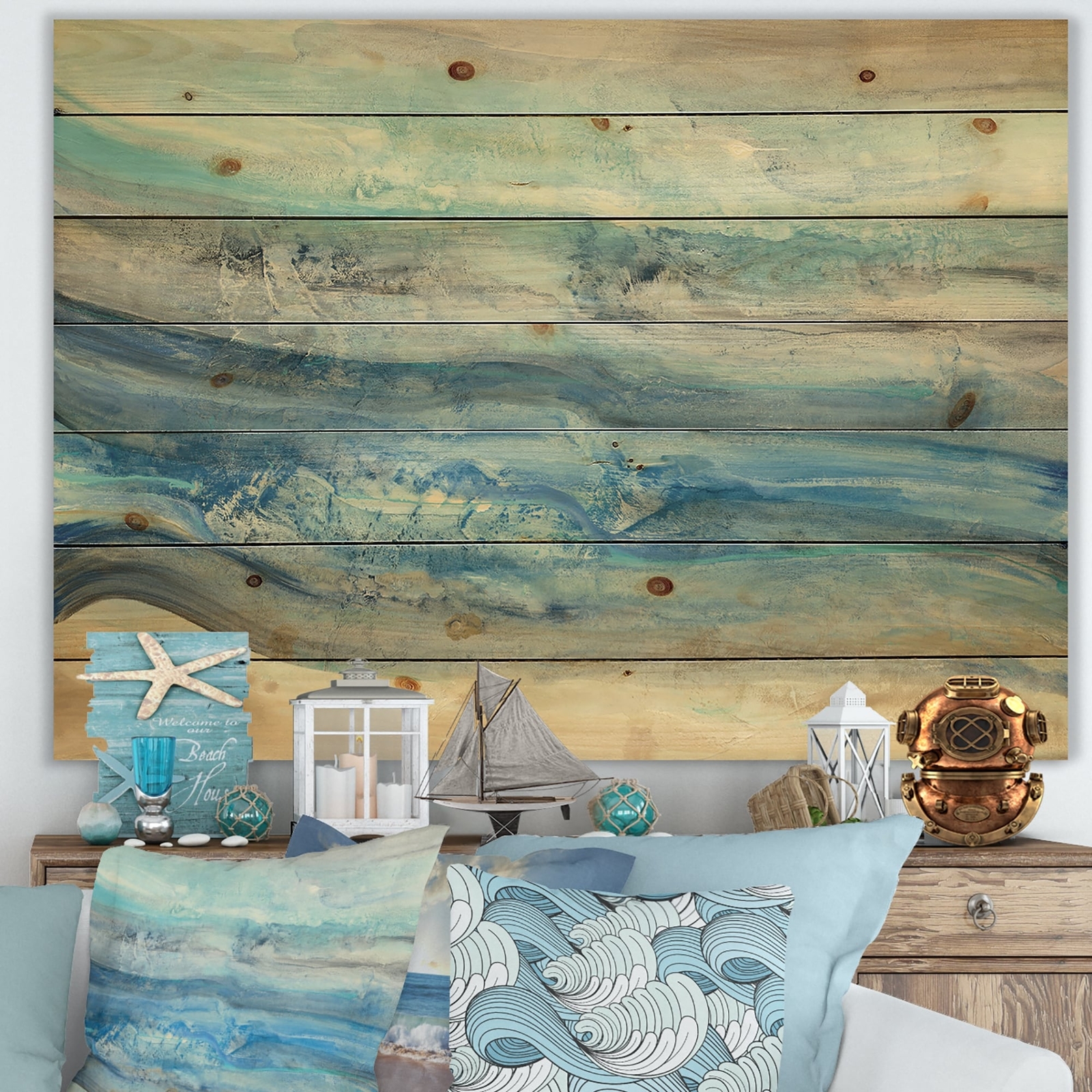 Designart 'Ocean Mineral Waves' Nautical & Coastal Print on  Small