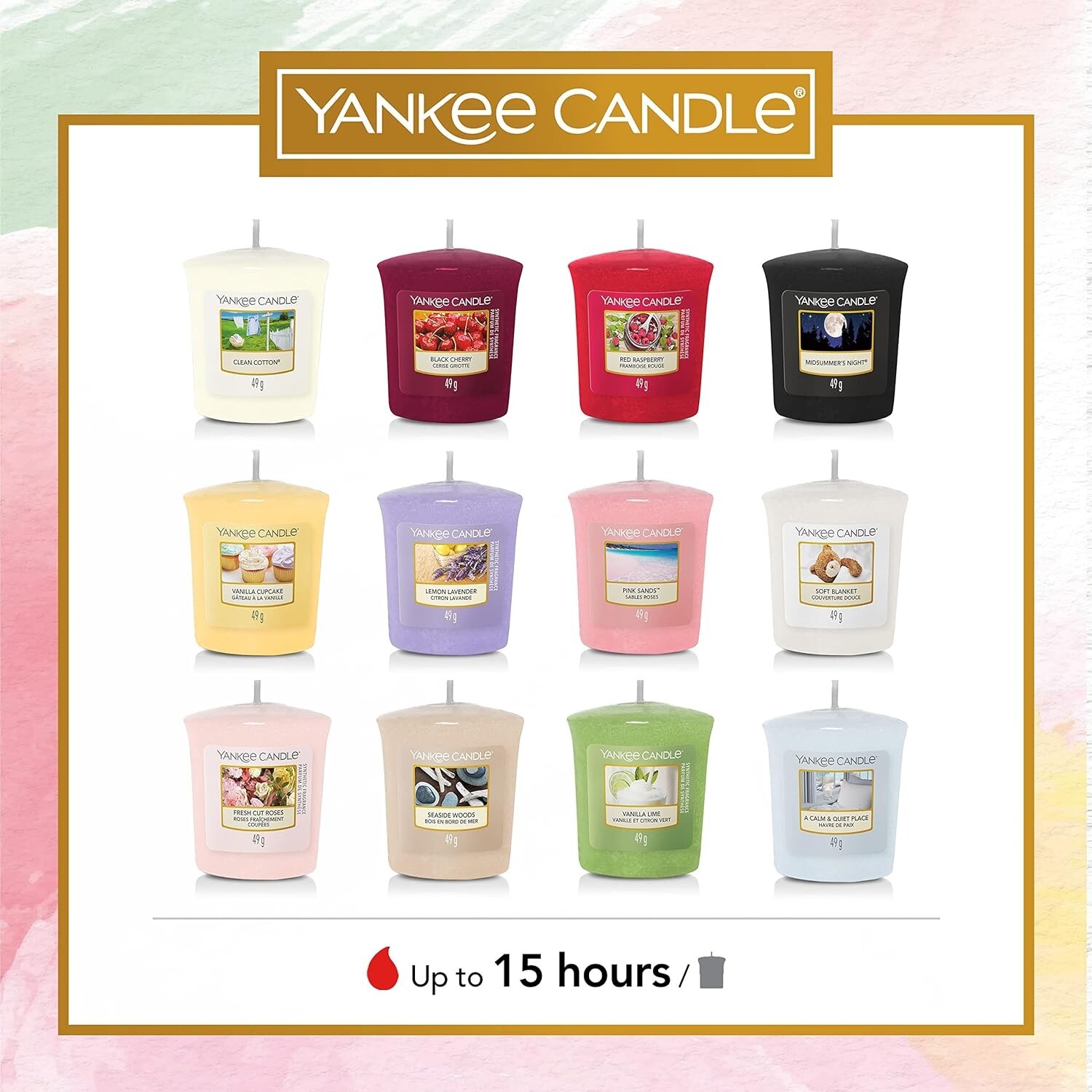 Yankee Candle Gift Set 12 Scented Filled Votive Candles & Votive