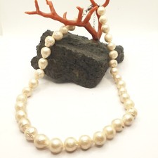 COLLANA CON PERLE BAROCCHE VERE CHIUSURA IN ACCIAIO INOSSIDABILE , COLLANA DONNA