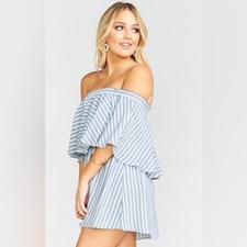 Show Me Your Mumu Blue Stripe Casita Mini Dress Size XS