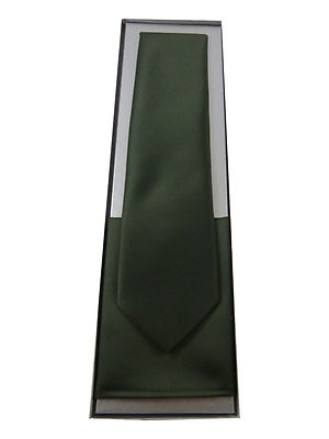 LOT: MENS WIDE TIE + POCKET SQUARE OLIVE WITH OR WITHOUT BOX