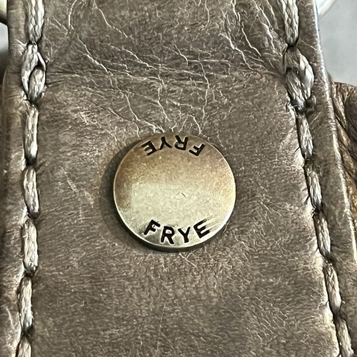 Frye Melissa Distressed Gray Leather Tote Handbag Purse - Picture 13 of 13