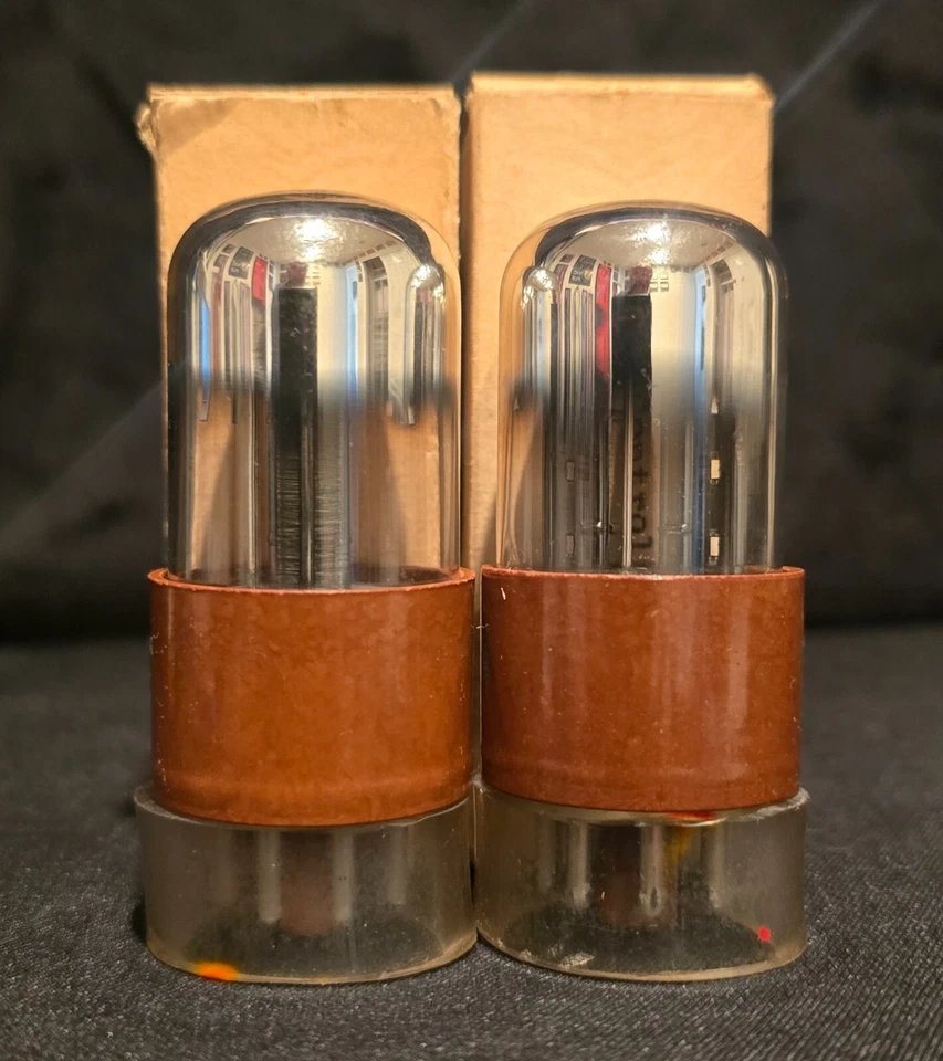 SYLVANIA 6SN7 GT CHS WGT CHROME TOPPED FOIL 1950s BROWN BASE NICELY MATCHED SET - Image 4 of 4