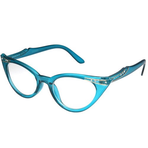 Cat Eye Clear Lens Glasses Rhinestone 50s Vintage Women Retro Eyeglasses - Picture 7 of 16