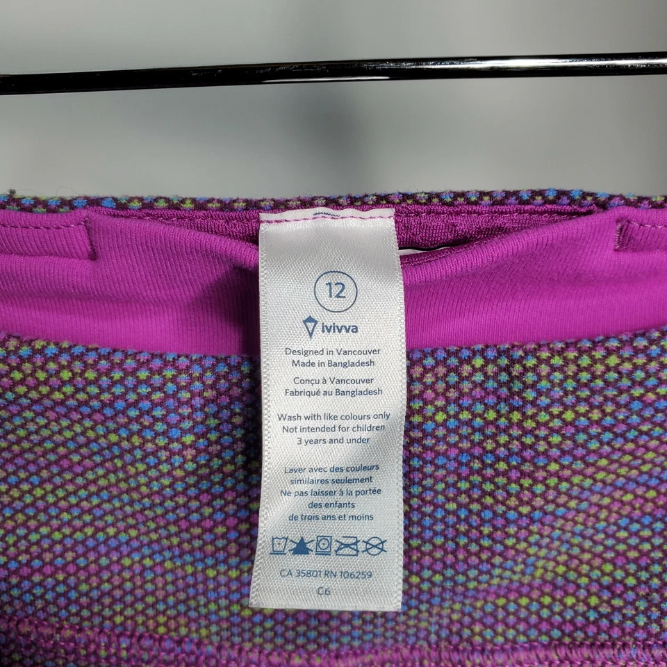 Leggings cortos para niña Ivivva By Lululemon púrpura atléticos transparentes talla 12 Foto 2 de 4