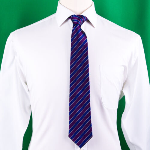 Purple & Blue Formal Business Striped 3 Inch Necktie Mens Professional Fashion - Picture 4 of 4