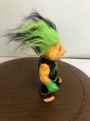 1992 The Original Battle Trolls PUNK TROLL Hasbro Green Black Hair