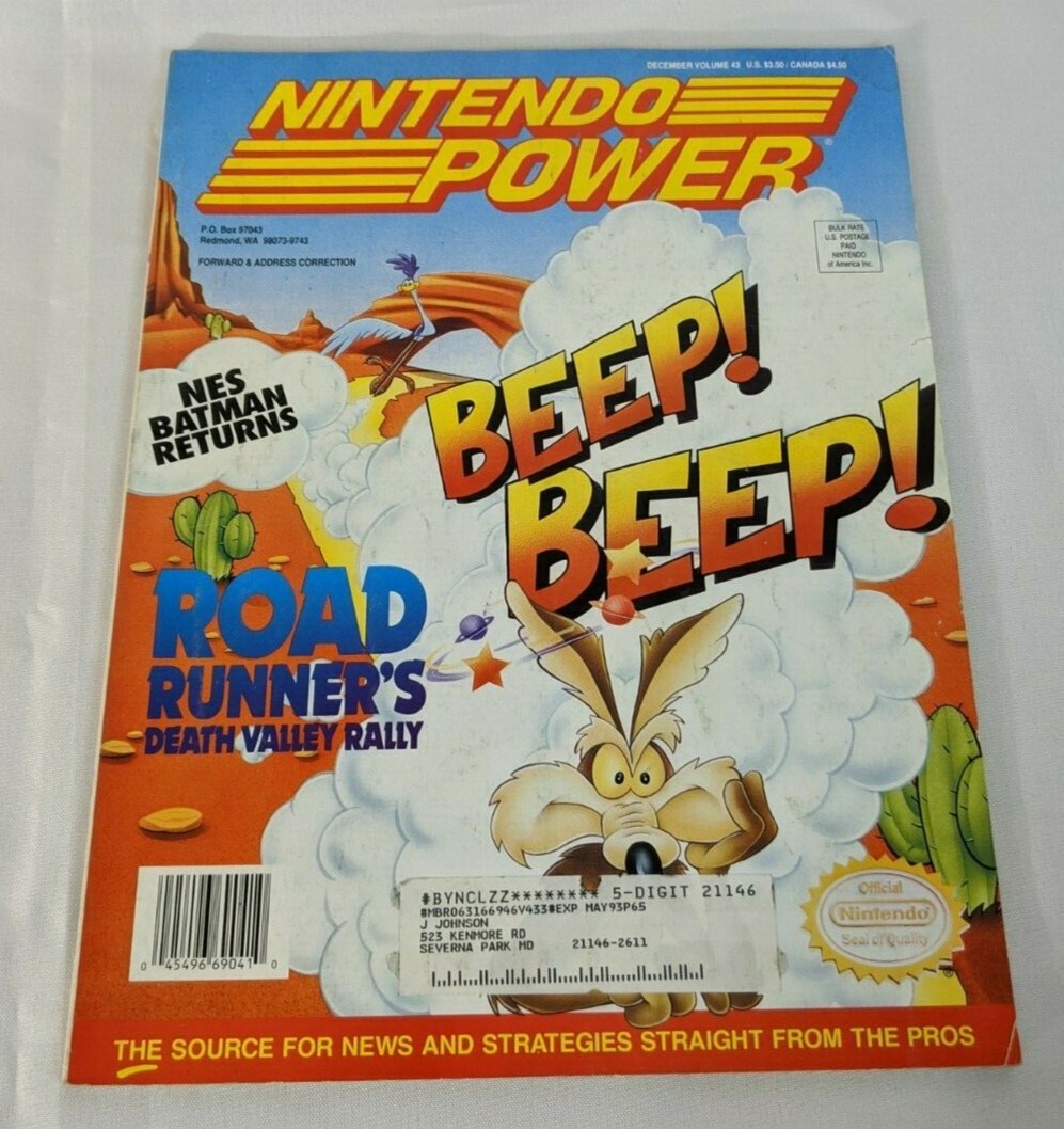 でん Vintage Nintendo Power Magazine Vol 43 December 1992 Road