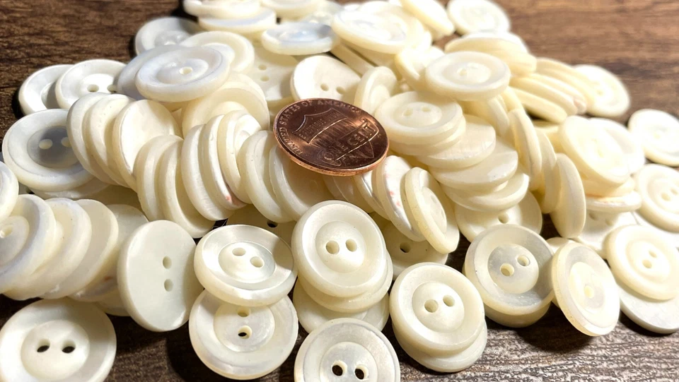 6 Fabulous Thick Cream Trocas? Shell MOP Buttons 15mm Almost 5/8" 12761 - Image 2 of 3