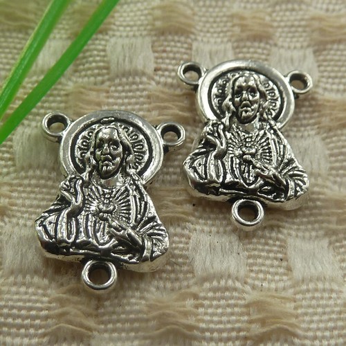105 Pcs Tibetan Silver Jesus Connectors 20X15X4MM S4462 DIY Jewelry Making - 第 1/6 張圖片
