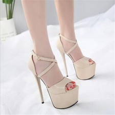 Women Platform High Heels Peep Toe Pumps Stilettos Wedding Party Shoes Plus Size