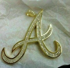 1 Ct Round Cut Lab Created Diamond A Letter Men's Pendant 14K Yellow Gold Plated