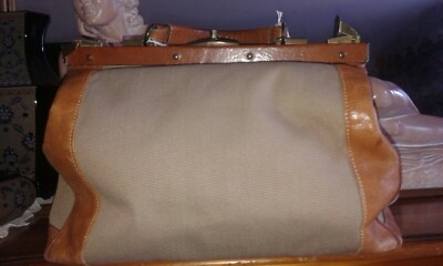 Sac Week-end Vintage Louis Chéné - Cuir Cognac/kaki, Grande Taille, Rare