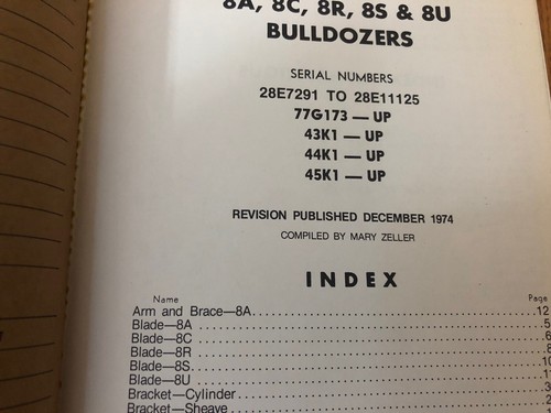 1974 CATERPILLAR TRACTOR PARTS BOOK MANUAL 8A 8C 8R 8S & 8U BULLDOZERS - Picture 3 of 10