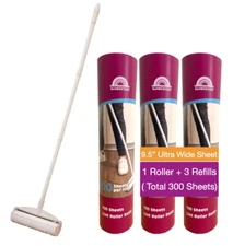 Sticky Lint Roller + 300 Sheets/ 600 Sheets  for Pet Hair Removal Floor Roller