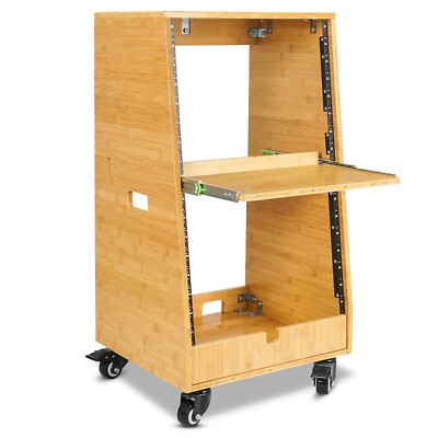 Sound Town DIY Solid Carbonized Bamboo 16U Studio Rack (8U + 8U ) (STBR-ST16T)