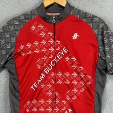 Ohio State Buckeyes Full Zip Cycling Jersey Men Large Red Gray Athletic Hincapie