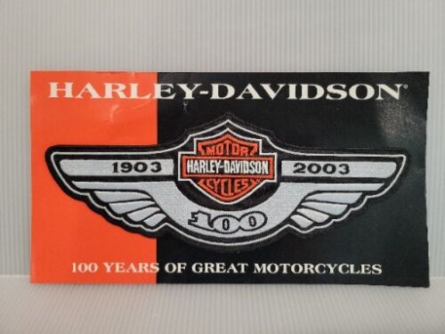 🔥 Harley Davidson 100th Anniversary logo patch 7" x 2 3/4 inch New in package