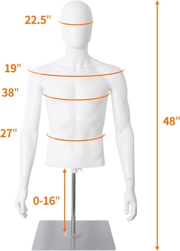 Male Mannequin and Mannequin Torso with Stand Half Body Dress Form Plastic - Picture 2 of 6