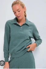 Tuckernuck Bode Polo Sweatshirt Womens XSmall Green Fleece Collared