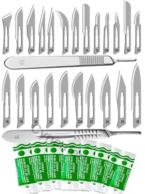 CYNAMED USA 120 SURGICAL STERILE SCALPEL HANDLE BLADES #10 #11 #15 #20# 21 #22 SURGICAL