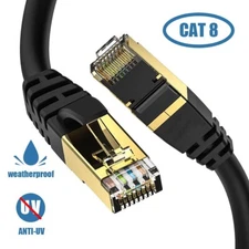 Outdoor CAT8 RJ45 FAST Ethernet Cable Wires Flat 6ft 10ft 25ft 50ft 60ft Lot