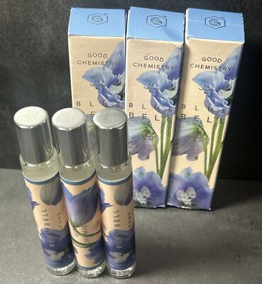 3 Good Chemistry Blue Bell Rollerball Perfume with Essential Oils .25 fl oz
