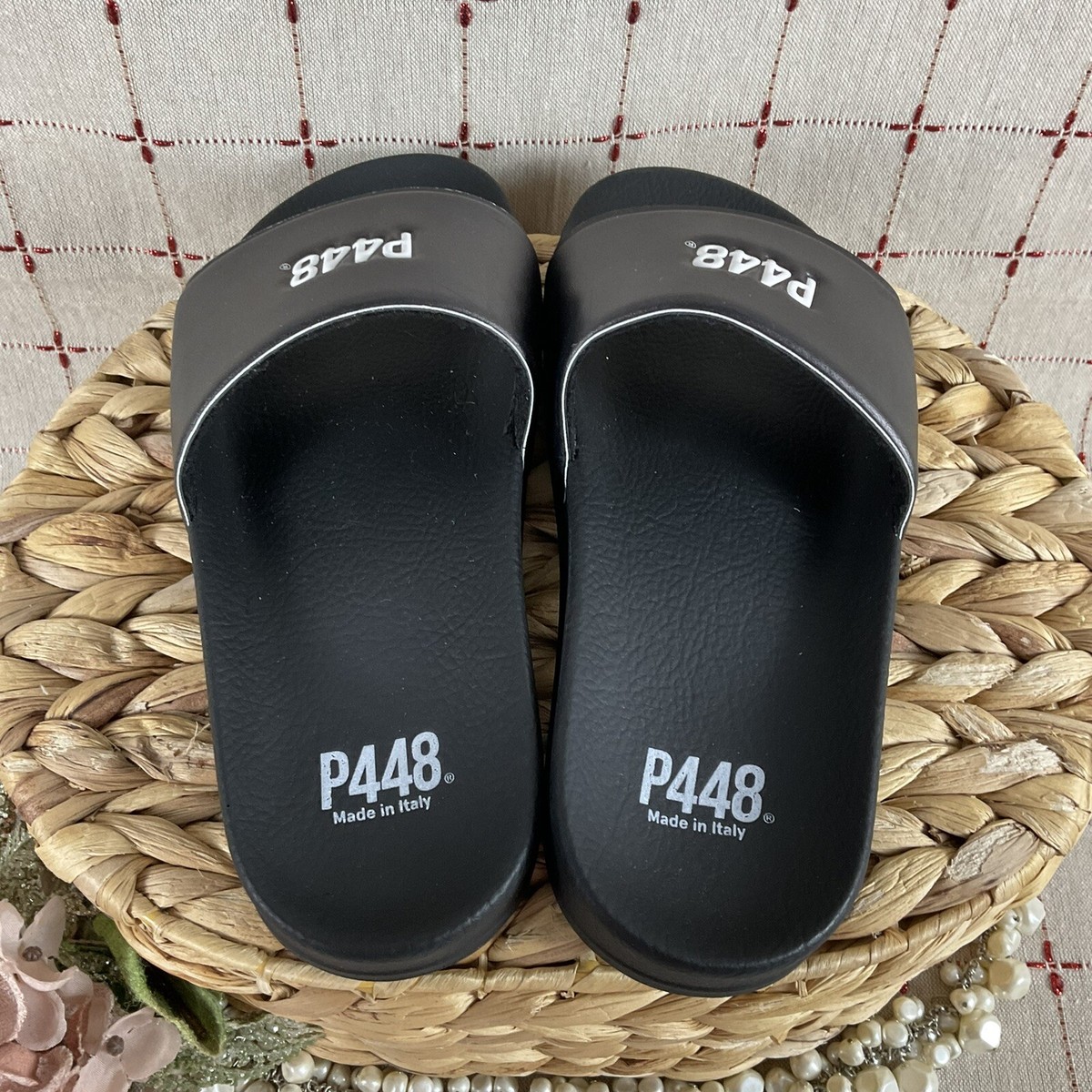 P448 Super Water Resistant Black Slip On Pool Slide Sandals Slippers NEW EU42 P448 Super Water Resistant Slide Sandal Women main image 3
