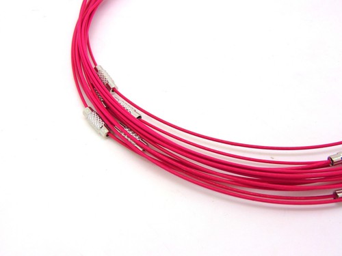 5 Pcs Coloured Memory Wire Necklaces 18 " Clasp Choker Necklace Jewellery - Picture 14 of 19