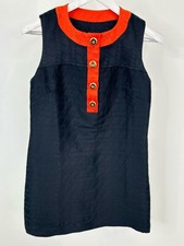 MILLY Classic Shift Cotton Silk Size Preppy Pockets Lined 2 Navy Women Dress