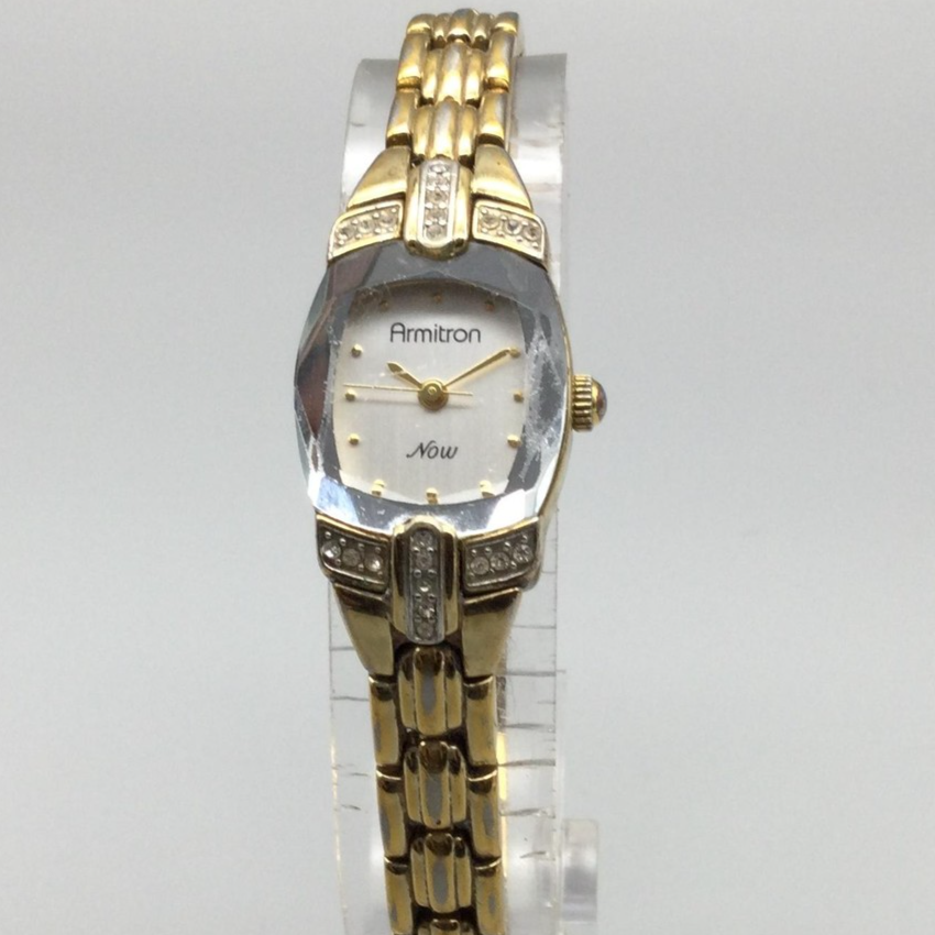 Vtg Armitron Now Womens Gold Tone 17mm Watch Crystal Accent  display picture 2