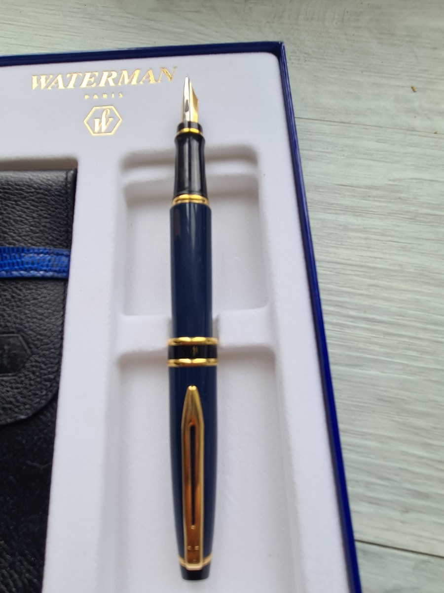 Stylo Plume Waterman Expert 1 – Résine Bleu Nuit, Occasion Parfait état, Recharge Incluse