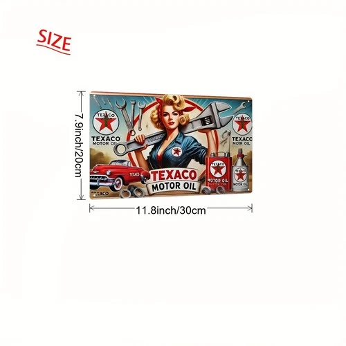 2D Flat, Vintage Tin Metal Signs Home Décor 8x12 Plaque Retro Iron Art Texaco Ca