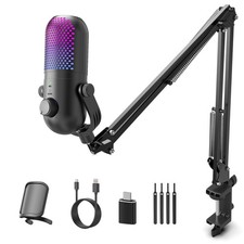 USB Microphone for PC Gaming: Gaming Equipment Condenser Microphone RGB for G...