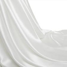 Silk-Like Satin Fabric, 2 Yards 55" Wide, Shiny and Soft White Charmeuse Satin F