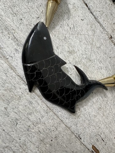Vintage Handcarved Fish Art To Wear Funky Necklace 1980s - Picture 3 of 6