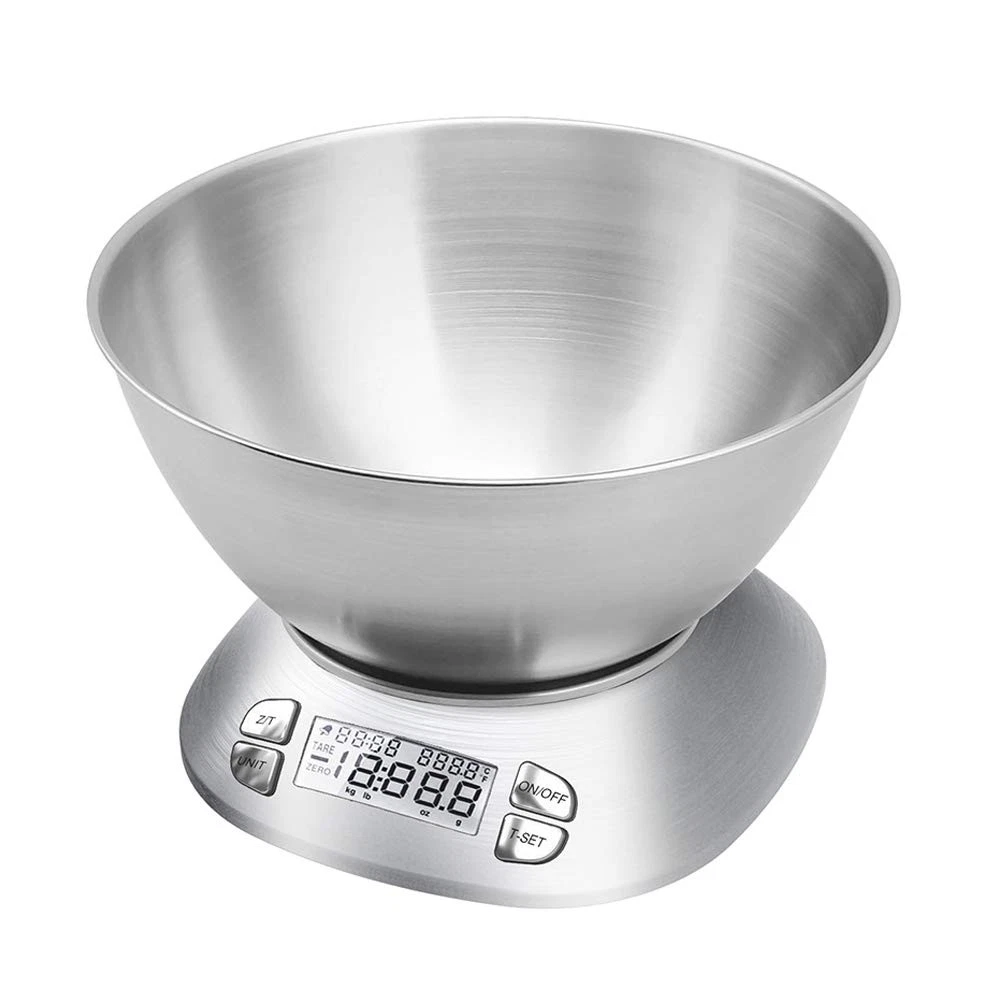 Digital Kitchen Scale with Removable Bowl 2.5L Volume, Electronic Stainless S...