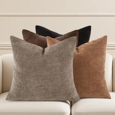 Farmhouse Decor Throw Pillow Covers 18x18 Inch Set of 4, Solid Textured Cushi...