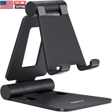 Dual Folding Cell Phone Stand, Fully Adjustable Foldable Desktop Phone Holder Cr