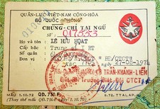 Political Warfare Detachment - ID CARD - 1974 ARVN Command - Vietnam War - Q.105