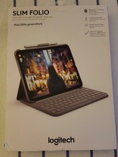 Logitech - Slim Folio Keyboard Case for Apple iPad 10th Gen - Oxford Gray