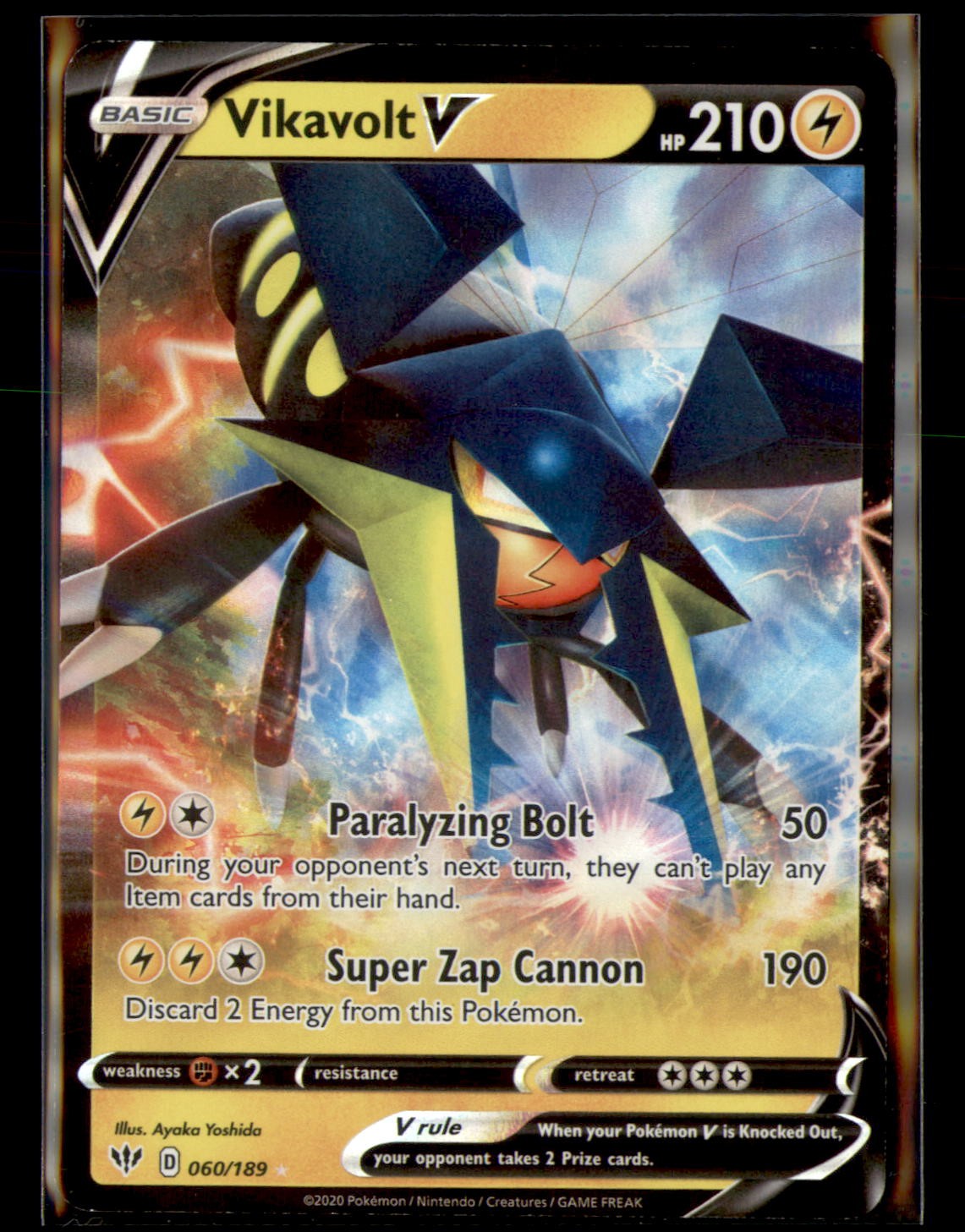 Vikavolt V 060/189 Holo V Rare Darkness Ablaze Pokemon