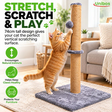 74CM TALL LARGE CAT SCRATCHING POST STRONG NATURAL SISAL POLE HEAVY DUTY BASE UK
