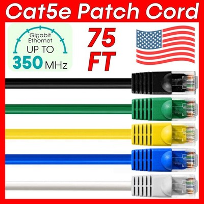 75 FT Cat5e Cable CAT5e Patch Cord LAN Network Router 8P8C RJ45 Ethernet Cable