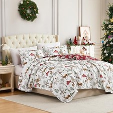 Christmas Quilt, King Size Set - King / California King White Christmas